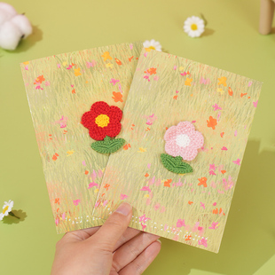 针织小红花贺卡感恩节送老师生日祝福礼物感谢心意毕业留言小卡片