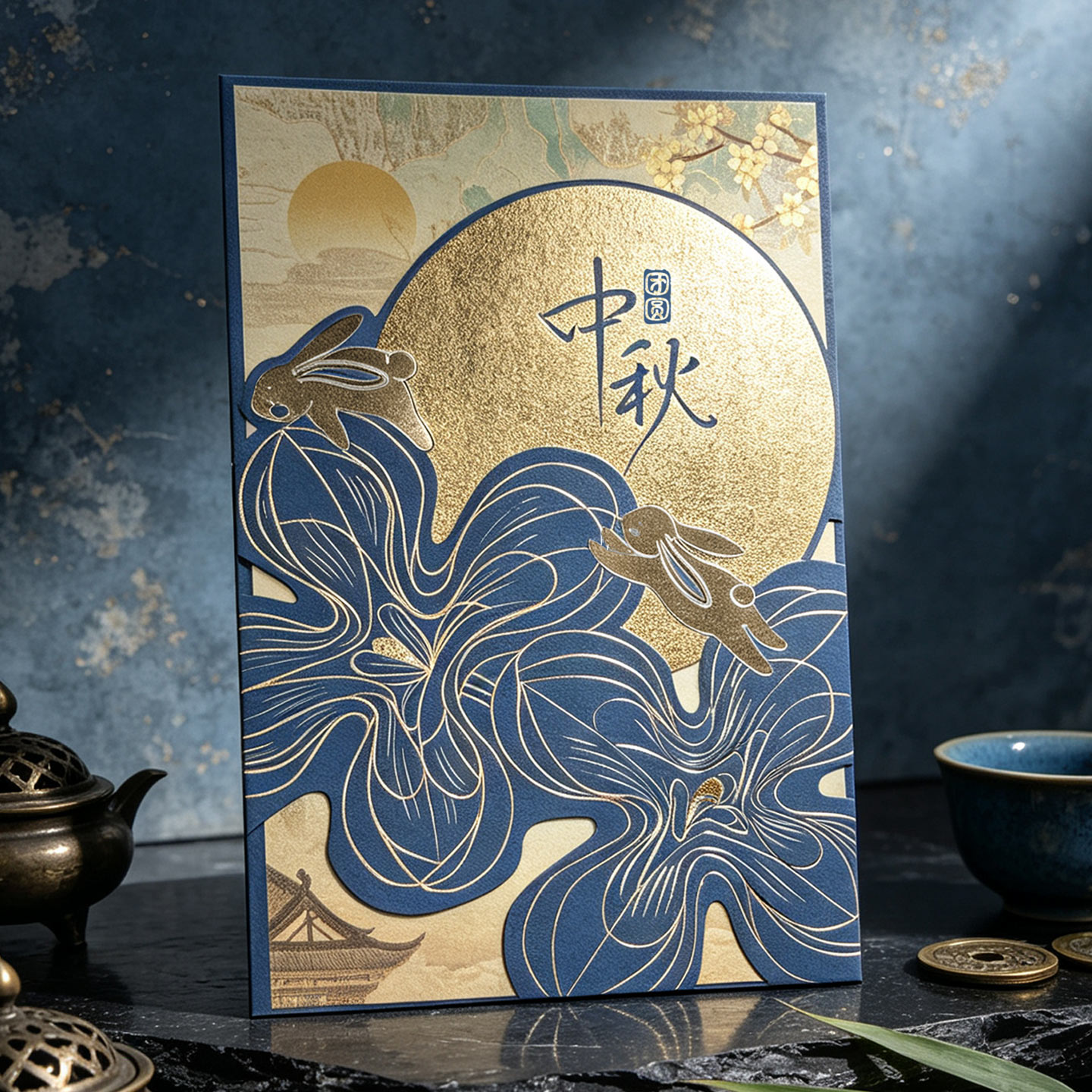 中秋节贺卡定制2026高级感企业公司答谢客户送员工月饼礼品卡打印