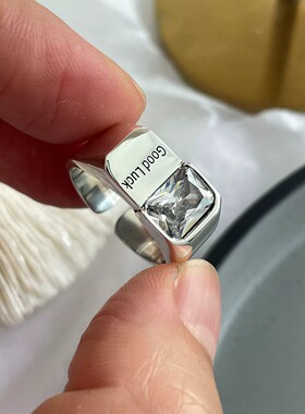 luck开口幸运锆石戒指女款ins小众设计轻奢高级感时尚个性冷淡风