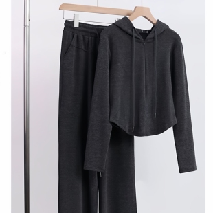 套装 连帽卫衣阔腿裤 女秋装 慵懒风韩版 减龄穿搭一整套 新款 休闲时尚