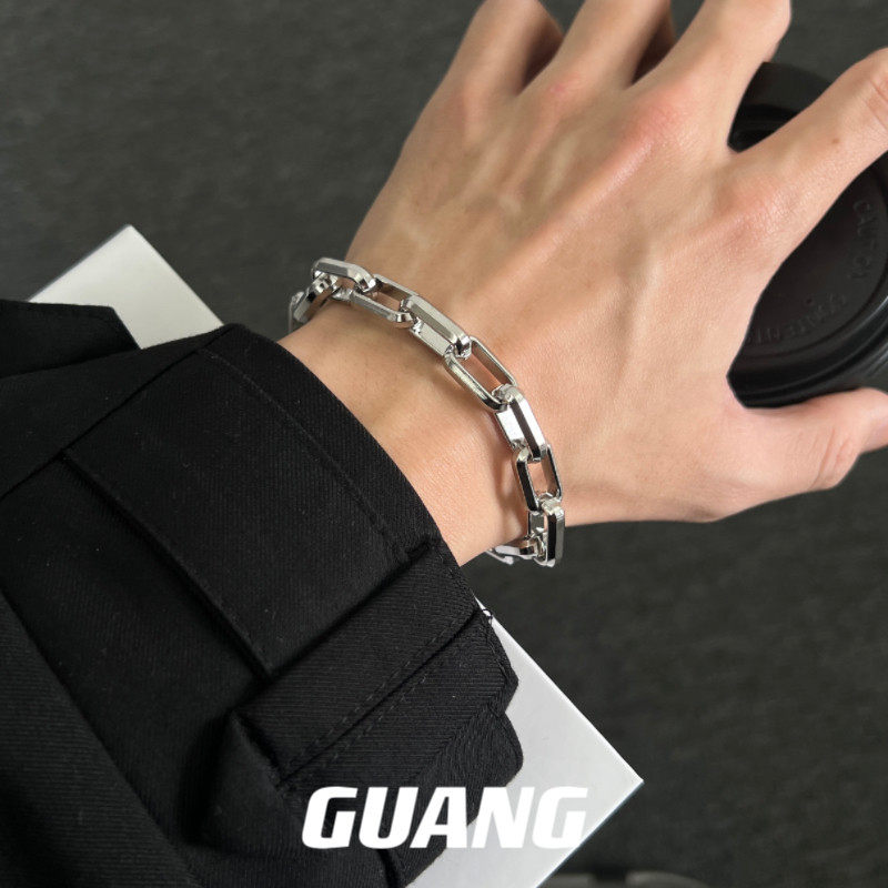 钛钢不掉色古巴手链男ins潮粗链条嘻哈手饰男女文化创意手环手镯