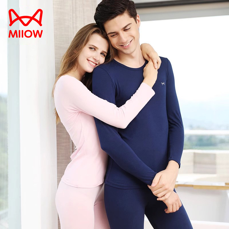 猫人秋衣秋裤薄款套装男士打底衫男修身纯棉女士红色全棉保暖内衣,女士内衣/男士内衣/家居服,保暖套装,淘宝优惠券,粉丝福利购,淘宝优惠卷