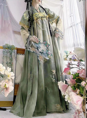宫羽衣{春晓}原创汉服女正版唐制齐胸破裙刺绣印花日常仙气套装