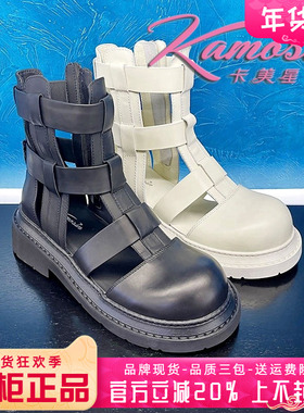 正品卡美星Ah女鞋促销春季新款真牛皮单鞋粗跟潮鞋KDW31G92201