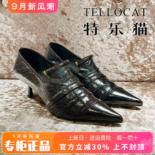正品TELLOCAT特乐猫女鞋2026秋季尖头细跟中跟单鞋TGH63G90238