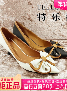 专柜正品特乐猫女鞋促销春新款蝴蝶结小尖头高跟单鞋TDB31C65066
