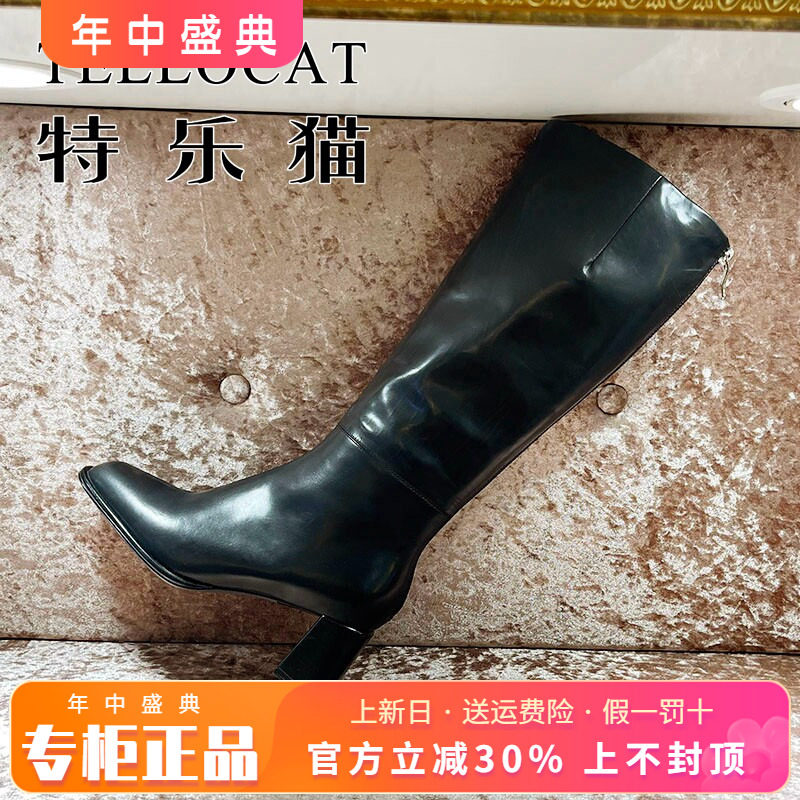 正品TELLOCAT特乐猫2025冬新款方头高跟水台底长靴TJH53D51901
