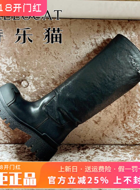 正品TELLOCAT特乐猫2025冬新款圆头高跟水台底长靴TNS53D63201