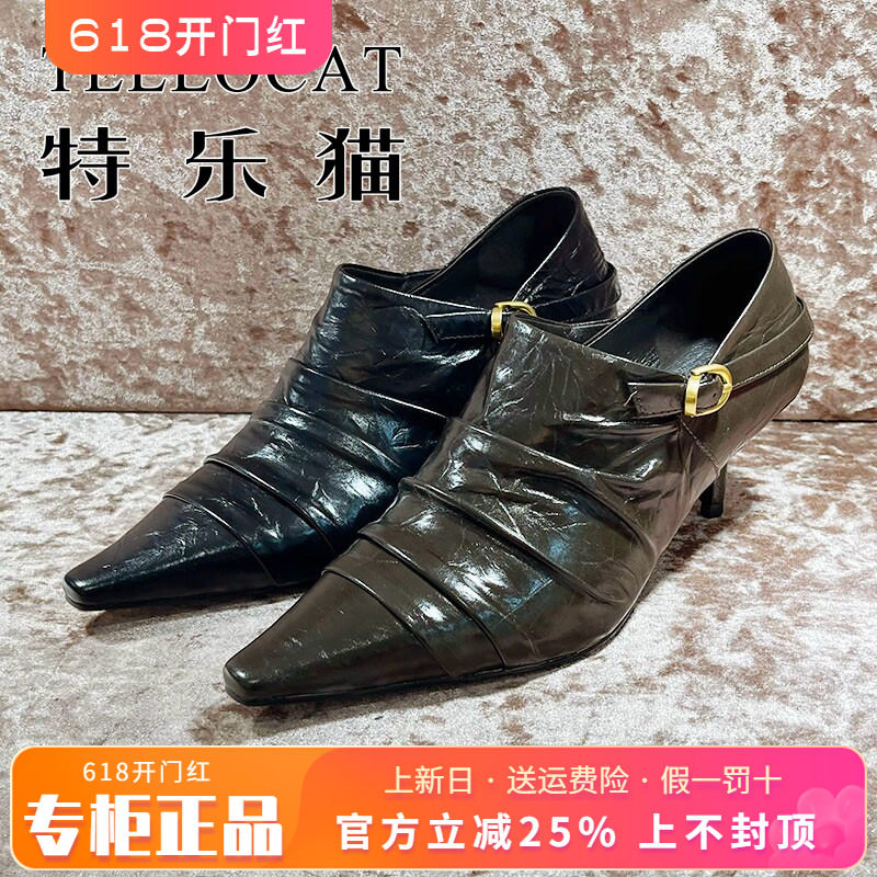 专柜正品特乐猫女鞋2025秋新款中跟细跟舒适低帮单鞋TGH53G50353