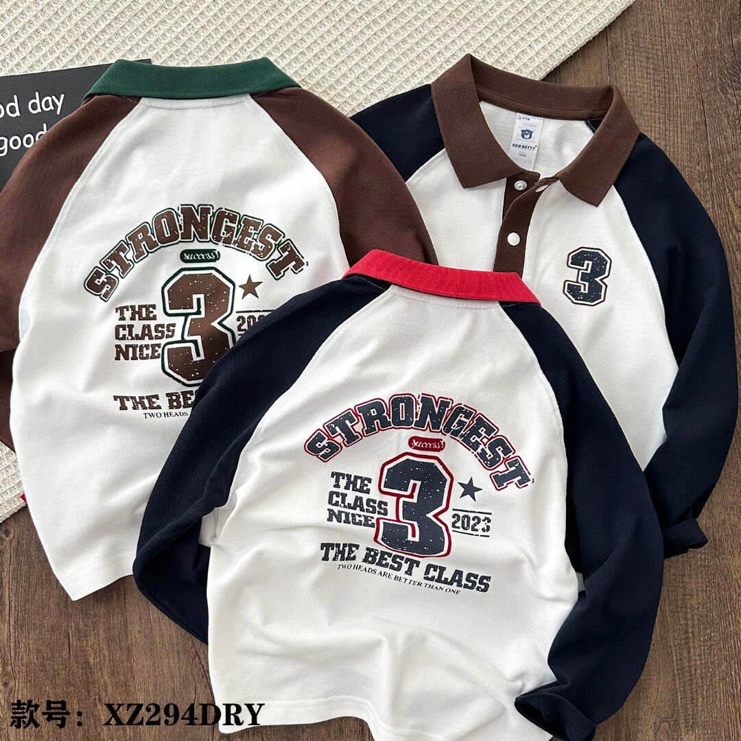 男童长袖T恤2026新款春秋装中大童插肩Polo衫韩版儿童纯棉上衣潮