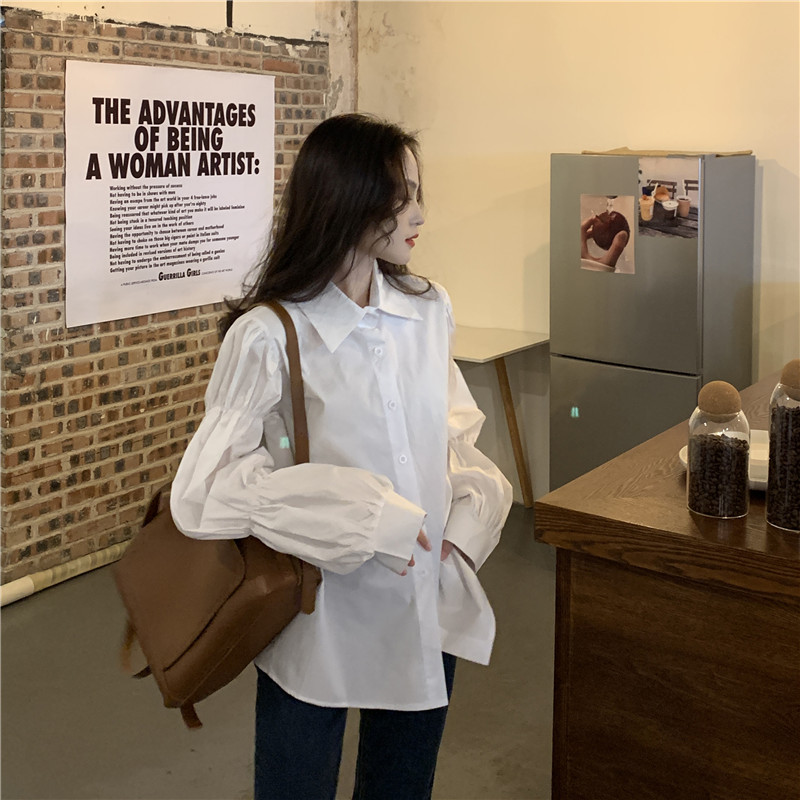 泡泡长袖衬衫法式春秋202