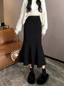 高级感鱼尾裙针织半身裙女冬季 显瘦包臀裙 高腰修身 大码 胖mm中长款