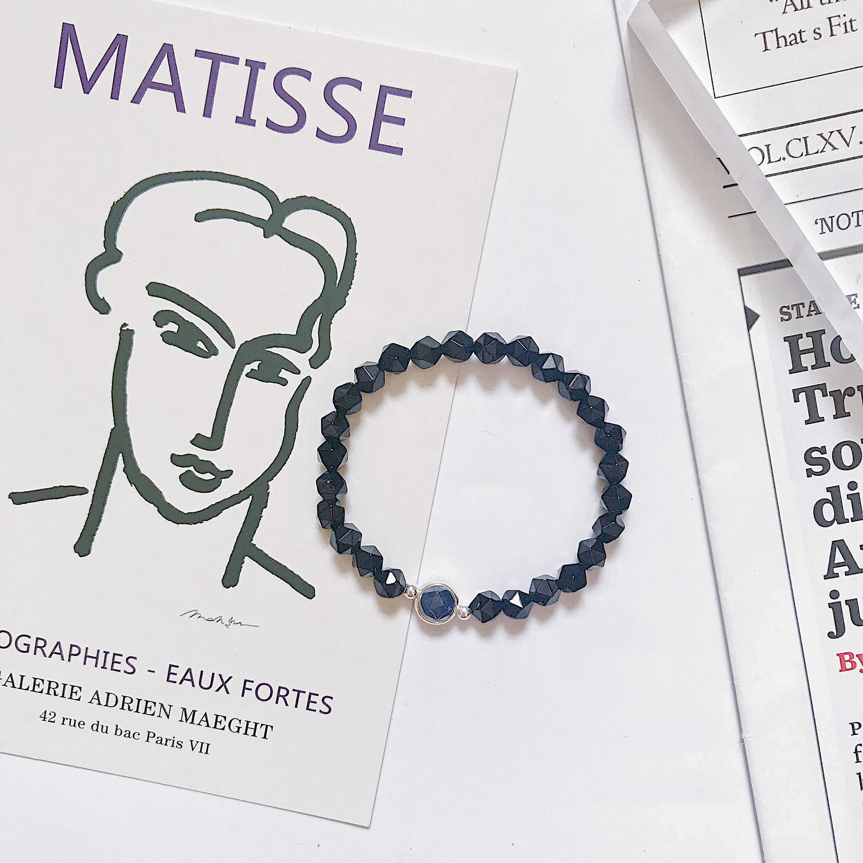 暗黑系切面天然玛瑙单圈手串