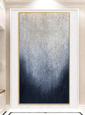 大芬村手绘油画星空闪耀现代简约轻奢客餐厅入户玄关背景装饰挂画
