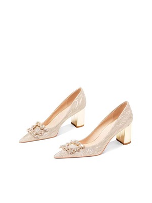 新娘婚鞋禾秀婚纱两穿法式不累脚