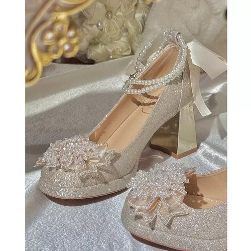 法式粗跟高跟鞋女18岁成人礼单鞋