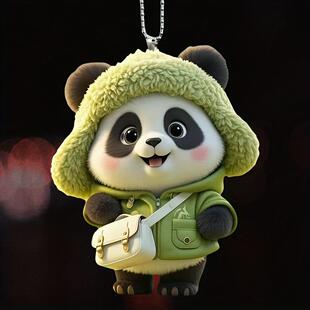 2D平面跨境爆款 熊猫汽车后视镜挂件钥匙扣小挂件小挂件饰品