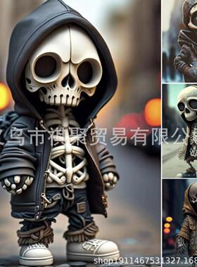 万圣节家居庭院设计创意潮流街头骷髅人偶摆件万圣卫衣骷髅装饰品