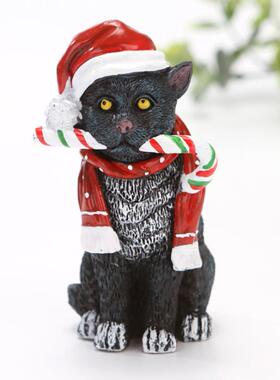 亚马逊跨境魔法圣诞猫咪树脂工艺品摆件家居装饰圣诞树装饰挂件