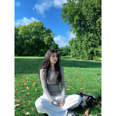 小象简约百搭修身打底长袖针织衫