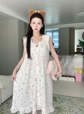 小象【甜氧度夏】A类婴儿棉纱软糯纯棉短袖睡裙睡衣连衣裙家居服