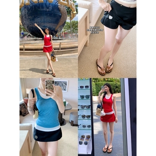 小象【明媚夏天】铆钉刺绣设计感A字廓形显瘦包臀裙短裙 短裤裙裤