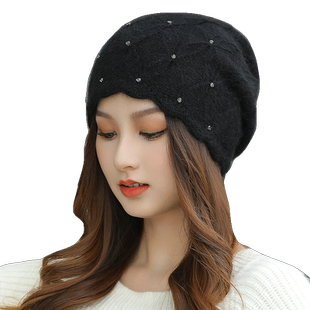 冬天帽子女秋冬季保暖兔毛针织毛线帽堆堆帽女款韩版时尚百搭护耳