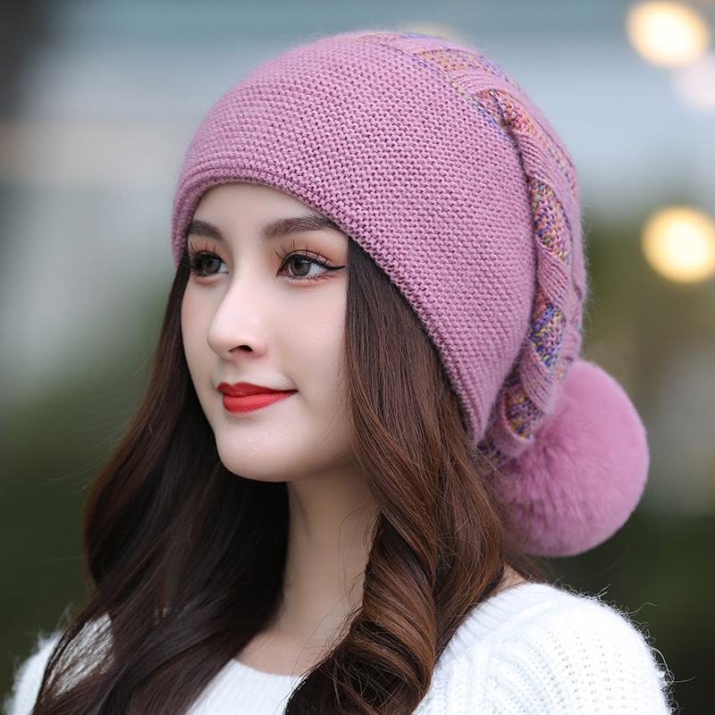 女贝雷帽针织秋冬百搭堆堆帽帽子