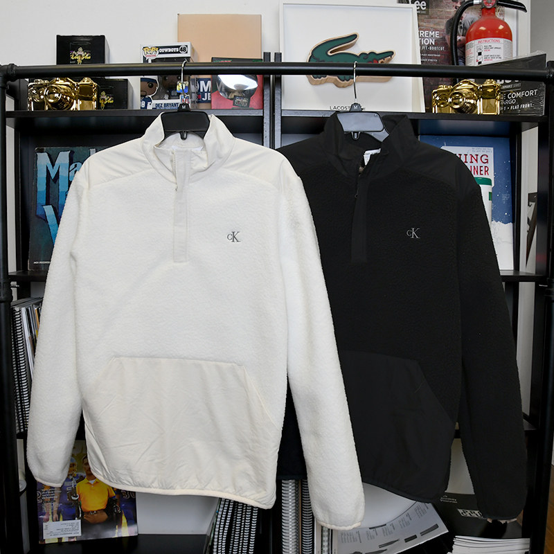 美国Calvin Klein凯文克莱CK套头羊羔毛半拉链卫衣外套男夹克正品