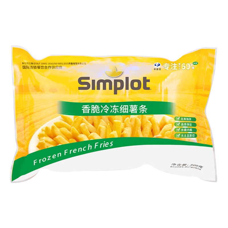 辛普劳香脆冷冻细薯条300g