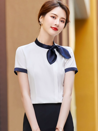 Отель Catering Официант рабочая одежда короткая -Нарушение на стойке регистрации обслуживание клиентов кассир карьер рубашка женская летняя ресторан Рабочая одея