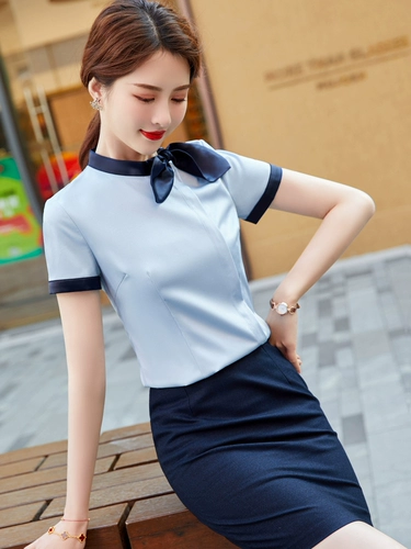 Отель Catering Официант рабочая одежда короткая -Нарушение на стойке регистрации обслуживание клиентов кассир карьер рубашка женская летняя ресторан Рабочая одея