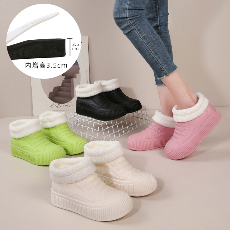 新款短筒雨鞋女款内增高防滑低帮雨靴夏季厚底防水鞋工作防雨胶鞋