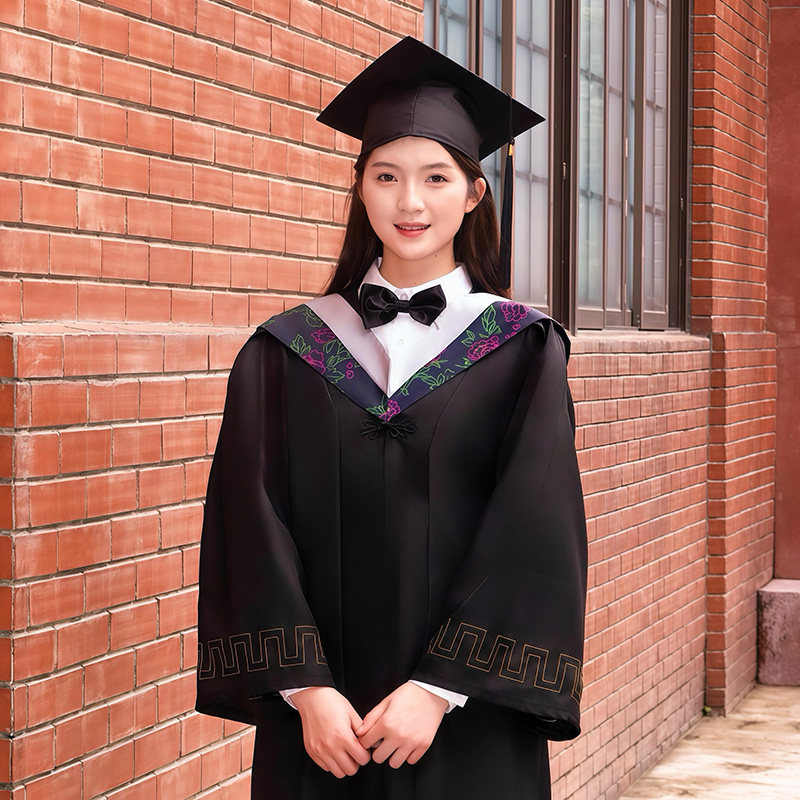 冰感高档新学士服大学生男女毕业季拍照服装文理科礼服学位服帽子