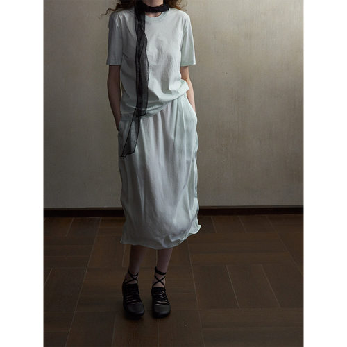 Hello September 可调节扭扭乐半身裙女简约松弛通勤中长裙M60016