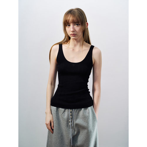 Hello September 休闲天丝麻简约纯色百搭坑条针织小背心女H60511