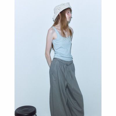 现货Hello September 基础百搭艾草修身简约纯色针织小背心H9066