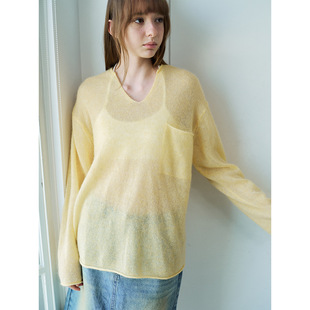 休闲亲肤马海V字领简约基础毛织套头衫 女H60105 September Hello