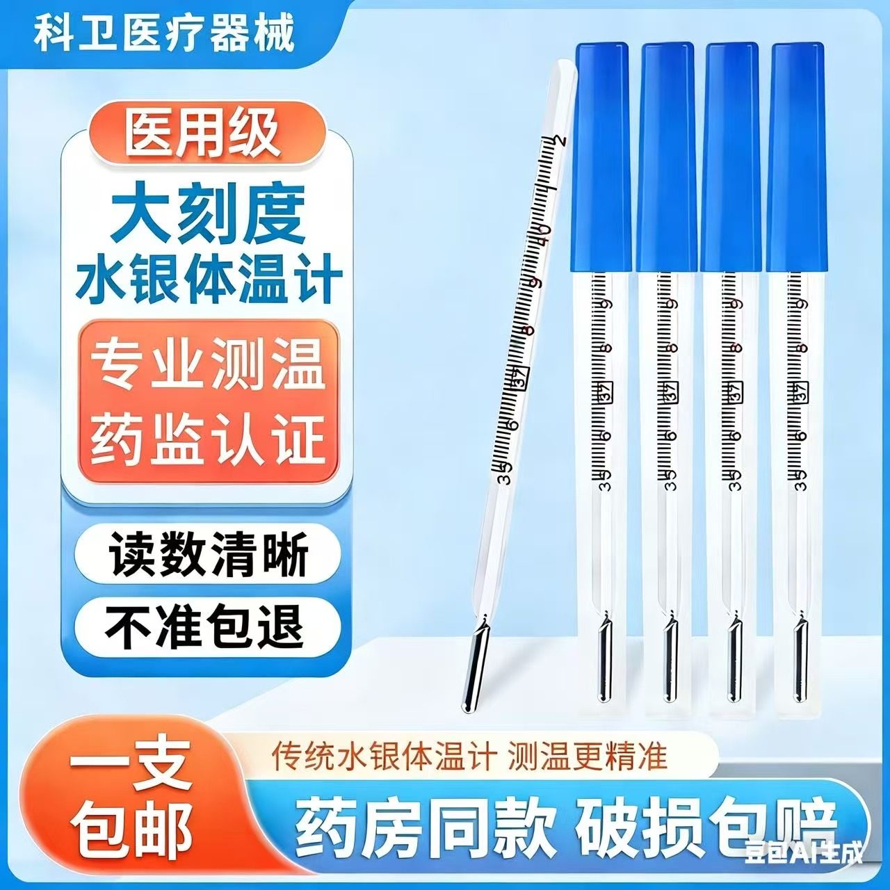 医用精准水银体温计家用温度婴儿测人体温腋下宝宝专用大刻度探热