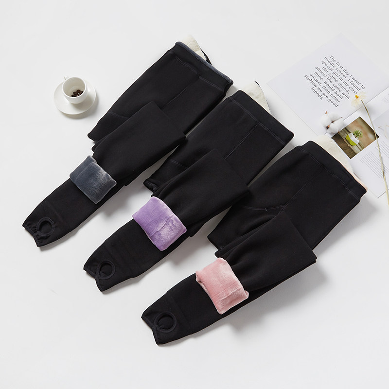 孕妇冬装加绒加厚打底裤秋冬踩脚纯色孕妇裤潮妈外穿裤子长裤袜裤