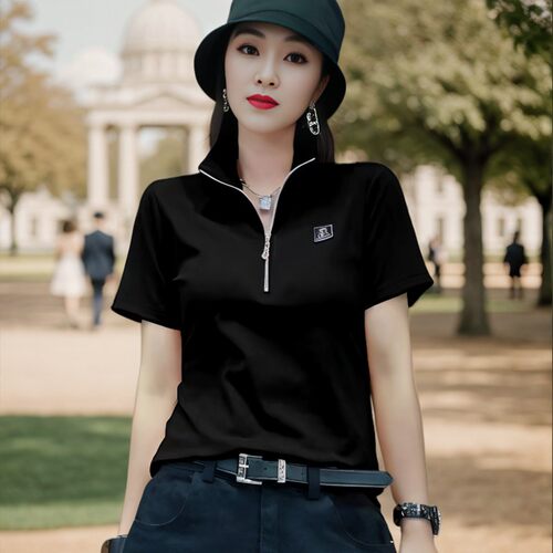 纯棉女立领韩版夏季新款短袖t恤