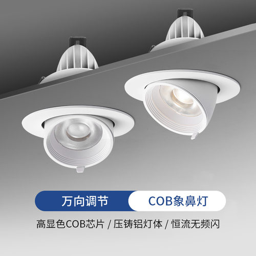 COB象鼻灯led洗墙射灯嵌入式天花灯家用可调角度店铺商用防眩筒灯