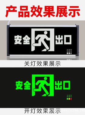 批发安全出口指示牌紧急楼层通道应急灯消防疏散led标志灯悬挂式