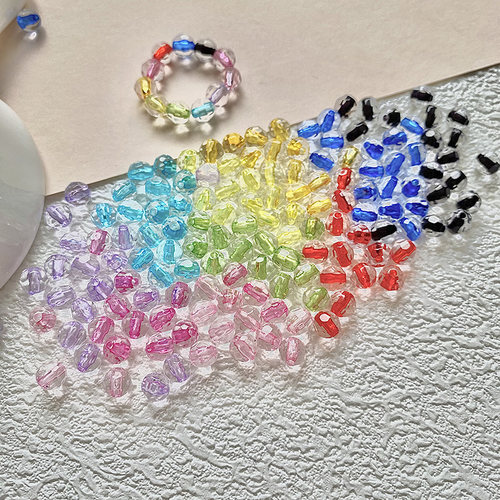 6mm亚克力透明切面圆珠散珠diy手工饰品手链项链串珠配件材料角珠