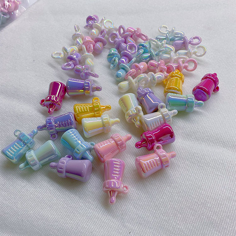 卡通奶瓶吊坠亚克力奶嘴炫彩挂件镀彩钥匙扣手链项链盲盒diy配件