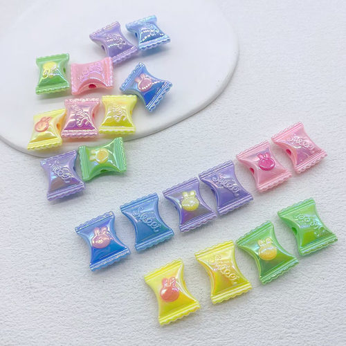 卡通小兔子亚克力糖果珠子手工diy饰品幻彩配件自制手链串珠材料