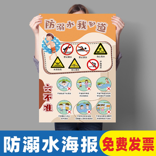 暑假预防溺水安全宣传海报挂图墙贴纸画中小学校消防安全教育展板