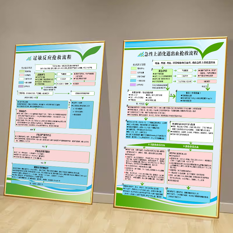 医院抢救流程图抢救应急挂画图片