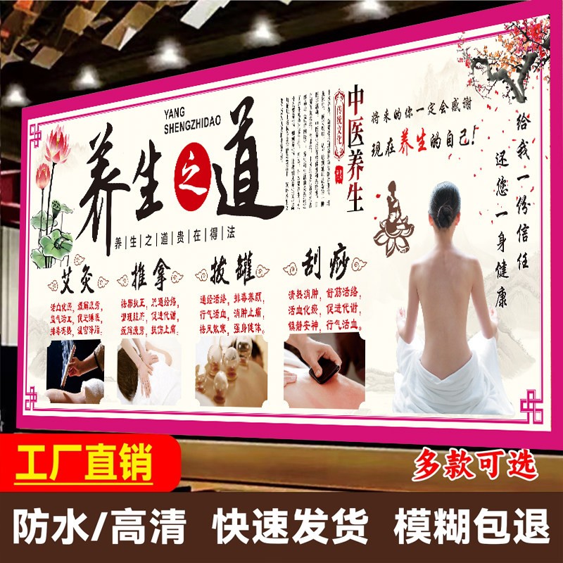 中医理疗养生海报养生之道挂画九种体质辨识望闻问切装饰壁画墙贴
