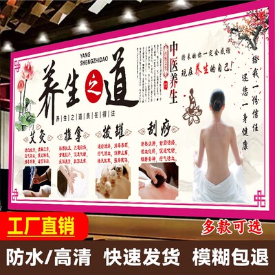 中医理疗养生海报养生之道挂画九种体质辨识望闻问切装饰壁画墙贴